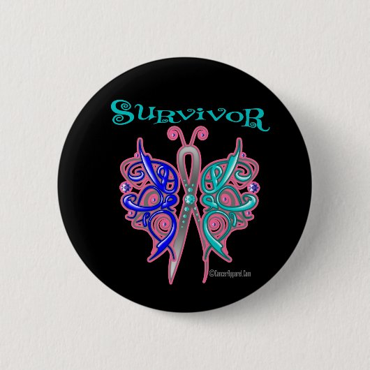 Survivor Celtic Butterfly - Thyroid Cancer Ronde Button 5,7 Cm (Voorkant)