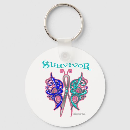 Survivor Celtic Butterfly - Thyroid Cancer Sleutelhanger (Voorkant)