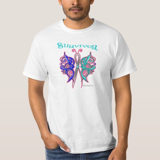 Survivor Celtic Butterfly - Thyroid Cancer T-shirt (Voorkant)