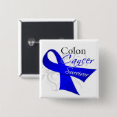 Survivor - Colon Cancer Vierkante Button 5,1 Cm (Voorkant /achterkant)