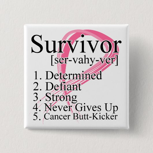 Survivor Definition - Borstkanker Vierkante Button 5,1 Cm (Voorkant)
