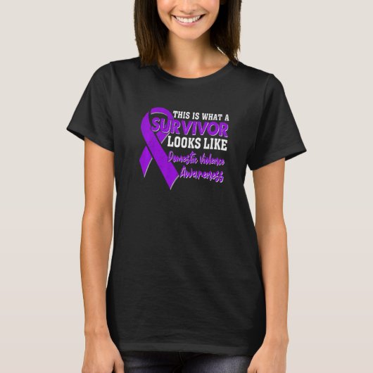Survivor Domestic Violent Awareness Paars Ribbon T-shirt (Voorkant)