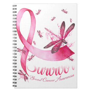 Survivor Dragonfly roze ribbon Breast Cancer Notitieboek
