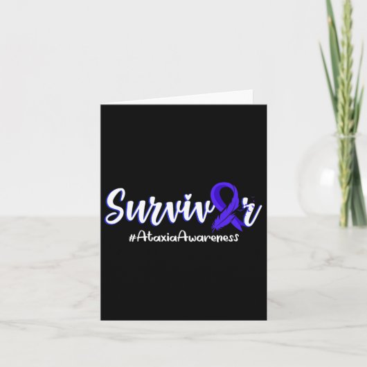 Survivor Feather Ribbon Ataxia Awareness Support G Kaart (Voorkant)