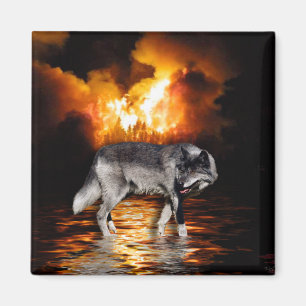 "Survivor" Gray Wolf Gifts Magneet