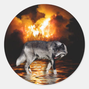 "Survivor" Gray Wolf Gifts Ronde Sticker