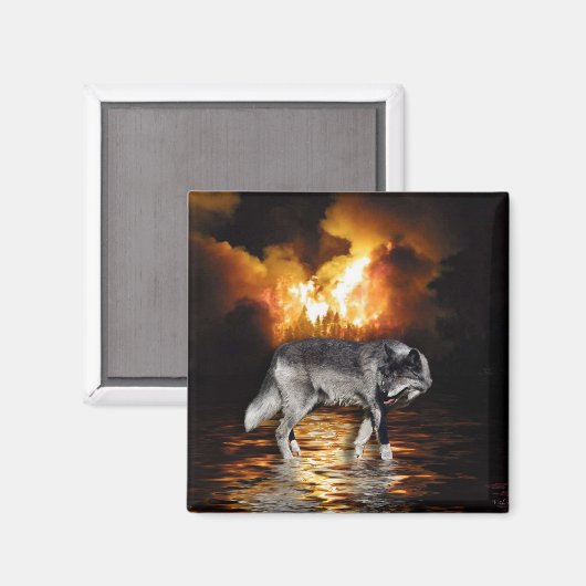 "Survivor" Gray Wolf Magnet (Voorkant / Achterkant)