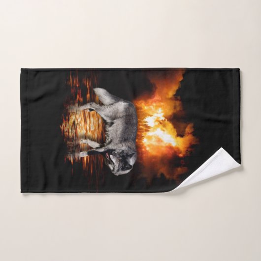 "Survivor" Grijze Wolf en Wildfire-ontwerp Bad Handdoek (Handdoek)