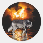 "Survivor" grijze wolf Stickers (Voorkant)