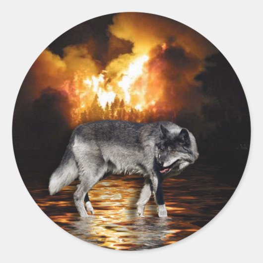 "Survivor" grijze wolf Stickers (Voorkant)