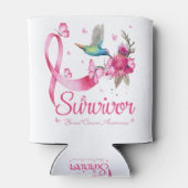 Survivor Hummingbird Ribbon Breast Cancer Blikjeskoeler (Achterkant)