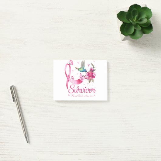 Survivor Hummingbird Ribbon Breast Cancer Post-it® Notes (Kantoor)