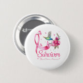 Survivor Hummingbird Ribbon Breast Cancer Ronde Button 5,7 Cm (Voorkant /achterkant)