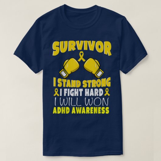 Survivor I Fight Hard Adhief Awareness T-shirt (Design voorkant)