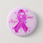 Survivor Love Hope Cure Ronde Button 5,7 Cm (Voorkant)
