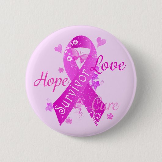 Survivor Love Hope Cure Ronde Button 5,7 Cm (Voorkant)