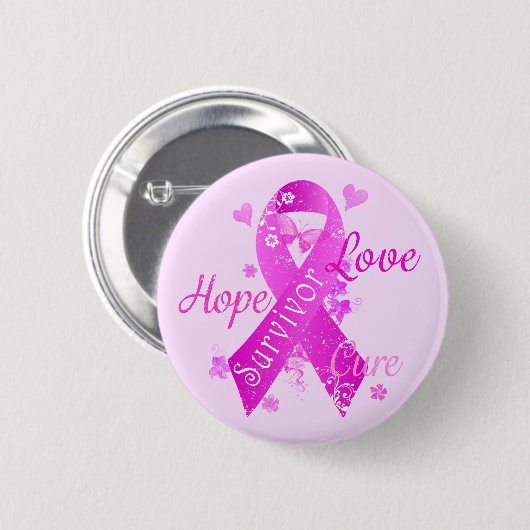 Survivor Love Hope Cure Ronde Button 5,7 Cm (Voorkant /achterkant)