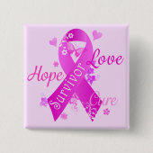 Survivor Love Hope Cure Vierkante Button 5,1 Cm (Voorkant)