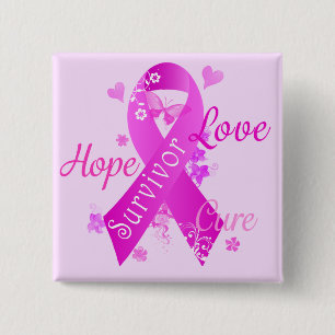 Survivor Love Hope Cure Vierkante Button 5,1 Cm