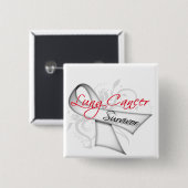 Survivor - Lung Cancer Ribbon Vierkante Button 5,1 Cm (Voorkant /achterkant)