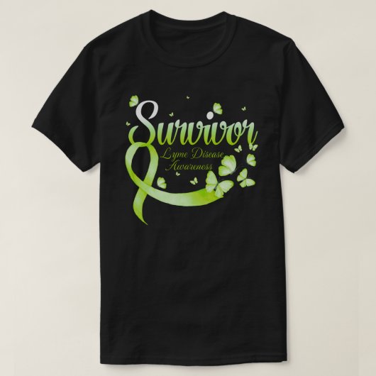 Survivor Lyme Disease Awareness Butterfly T-shirt (Design voorkant)