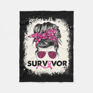Survivor Messine Bun Breast Cancer Awareness Pink Fleece Deken