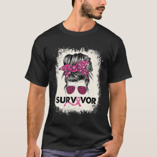 Survivor Messine Bun Breast Cancer Awareness Pink T-shirt