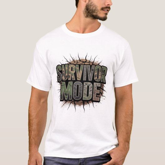 Survivor Mode Impact Hole Men’s T-Shirt – Dark (Voorkant)