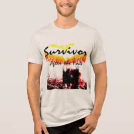 "Survivor, na de Herfst", rode zwarte gele scène Tri-Blend Shirt