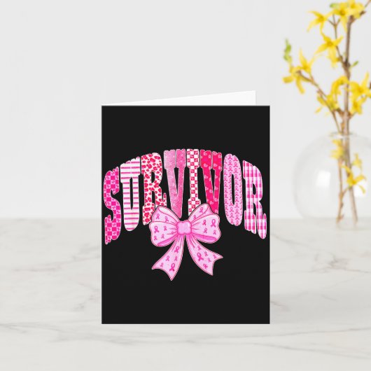 Survivor Nk Ribbon Coquette Bow Breast Cancer Awar Kaart (Gele Bloem)
