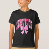 Survivor Nk Ribbon Coquette Bow Breast Cancer Awar T-shirt (Voorkant)