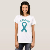 Survivor Ovarian Cancer Blauwgroen T-shirt (Voorkant volledig)
