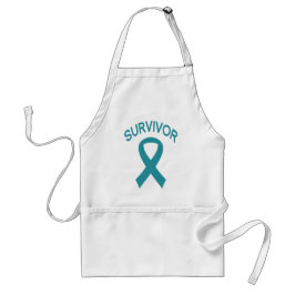 Survivor Ovarium Cancer Blauwgroen ribbon apron Standaard Schort