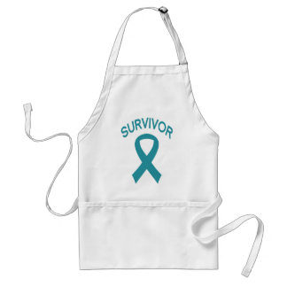 Survivor Ovarium Cancer Blauwgroen ribbon apron Standaard Schort