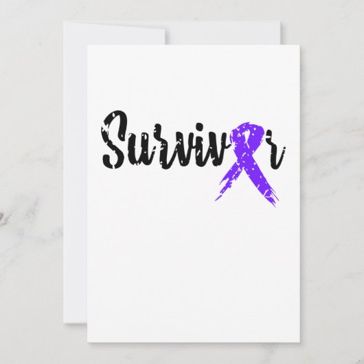 Survivor Paarse Ribbon Breast Cancer Bewustheid Save The Date (Voorkant)