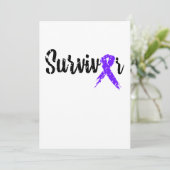 Survivor Paarse Ribbon Breast Cancer Bewustheid Save The Date (Staand voorkant)