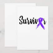 Survivor Paarse Ribbon Breast Cancer Bewustheid Save The Date (Voorkant / Achterkant)