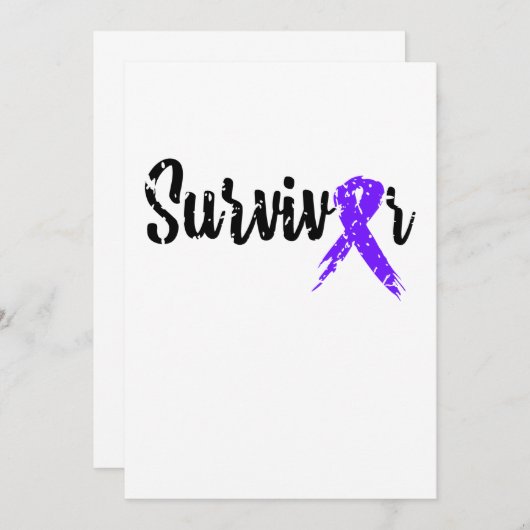 Survivor Paarse Ribbon Breast Cancer Bewustheid Save The Date (Voorkant / Achterkant)