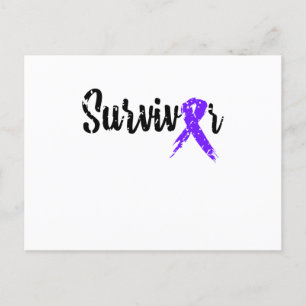 Survivor Paarse Ribbon Breast Cancer Bewustheid Uitnodiging Briefkaart