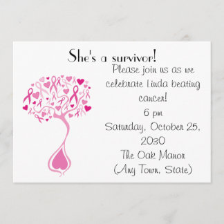 Survivor Party/Fundraiser Invite over borstkanker Kaart