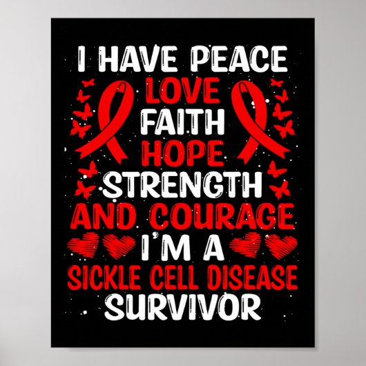 Survivor Peace Hope Love Sikkelcelziekte bewust Poster (Voorkant)