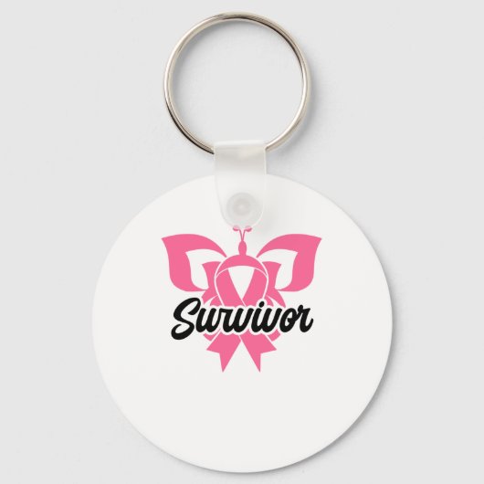 Survivor Pink Ribbon Breast Cancer Bewustheid Sleutelhanger (Voorkant)