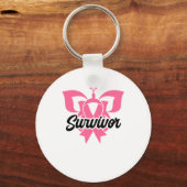 Survivor Pink Ribbon Breast Cancer Bewustheid Sleutelhanger (Voorkant)