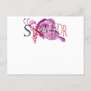 Survivor Pink Ribbon Breast Cancer Bewustheid Uitnodiging Briefkaart