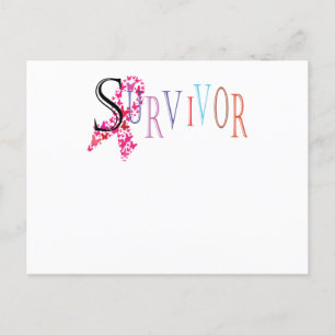 Survivor Pink Ribbon Breast Cancer Bewustheid Uitnodiging Briefkaart