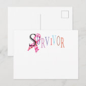 Survivor Pink Ribbon Breast Cancer Bewustheid Uitnodiging Briefkaart (Voorkant / Achterkant)