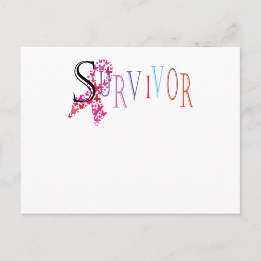 Survivor Pink Ribbon Breast Cancer Bewustheid Uitnodiging Briefkaart (Voorkant)
