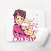 Survivor Rosie Riveter Breast Cancer Awareness Muismat (Met muis)