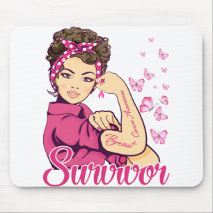 Survivor Rosie Riveter Breast Cancer Awareness Muismat