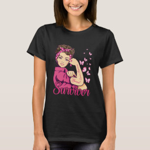 Survivor Rosie Riveter Breast Cancer Awareness T-shirt